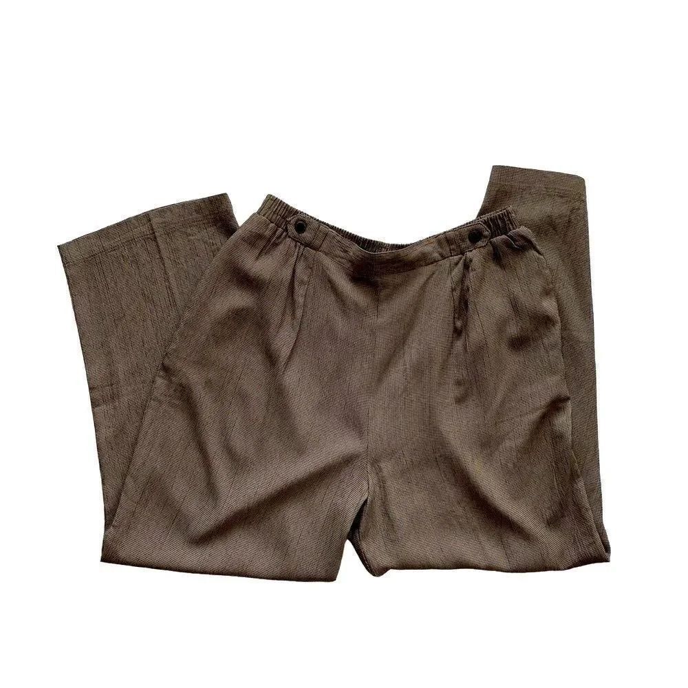 Norton McNaughton Gorpcore Tan Black Slacks Herringbone Wide Leg SZ 14P
